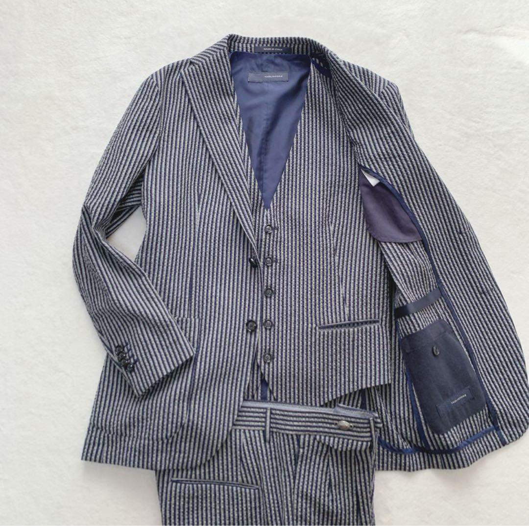満*。様 タリアトーレ　スリーピース　シアサッカー　スーツ　ストライプ　イタリア