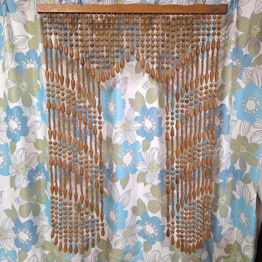 ヴィンテージ　昭和レトロ　玉のれん　のれん　珠のれん　無垢材