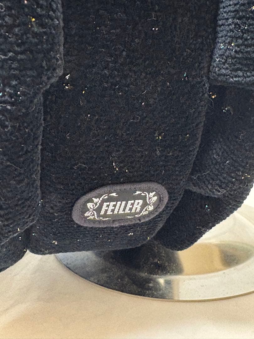 【美品】FEILER フェイラー　ハンドバッグ　ラウンド　ラメ　ブラック　希少