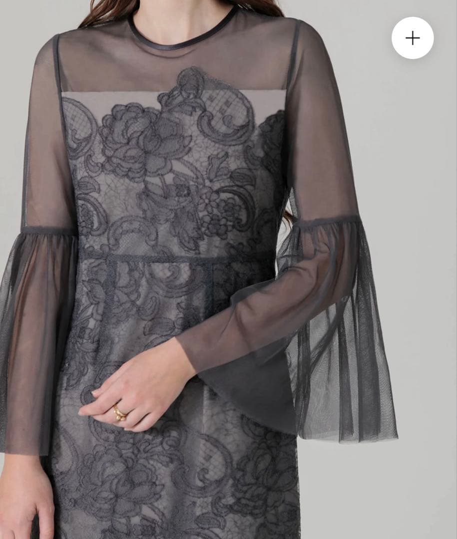 Leja シアープリーツスリーブ Iライン ドレス 結婚式 オケージョンワンピ