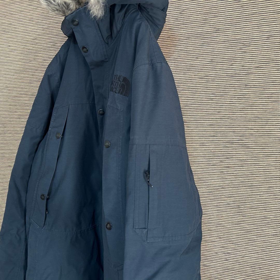 ノースフェイスダウンジャケット モッズコートネイビーフェイクファーハイベントF4