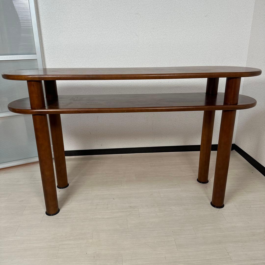 希少品 カリモク サイドテーブル カウンターテーブル 2段式 オーバル型 i1※