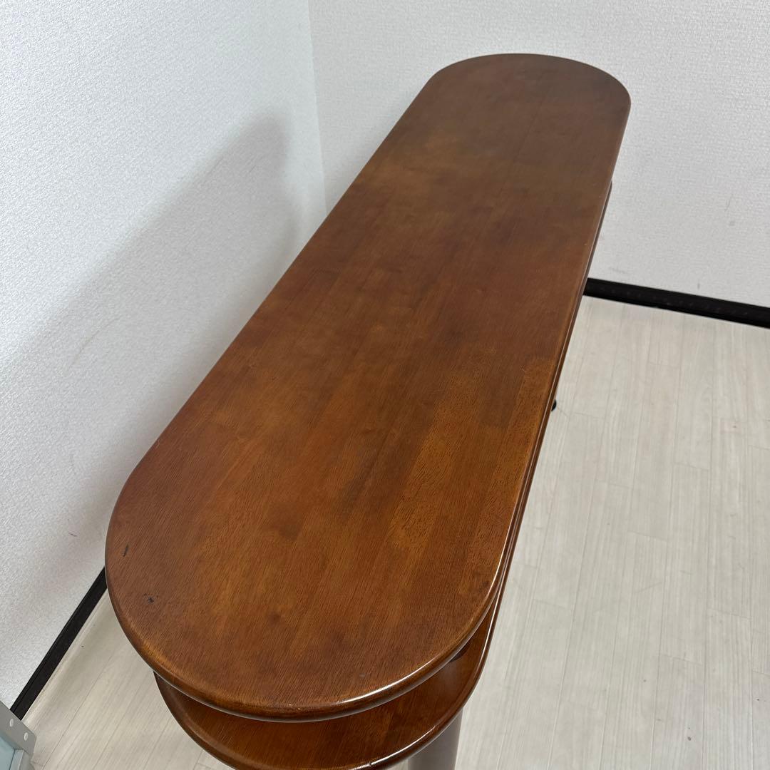 希少品 カリモク サイドテーブル カウンターテーブル 2段式 オーバル型 i1※