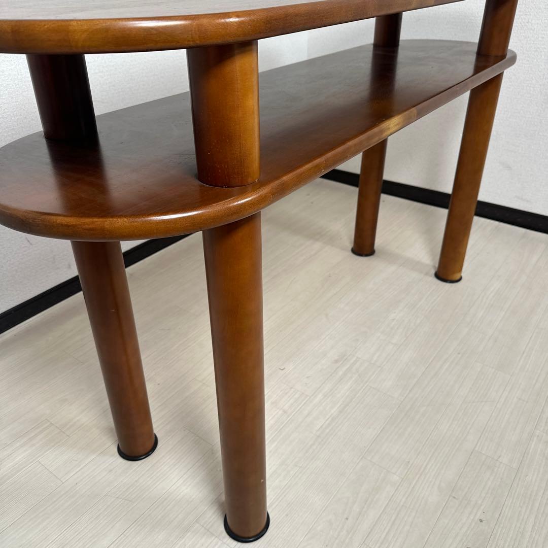 希少品 カリモク サイドテーブル カウンターテーブル 2段式 オーバル型 i1※