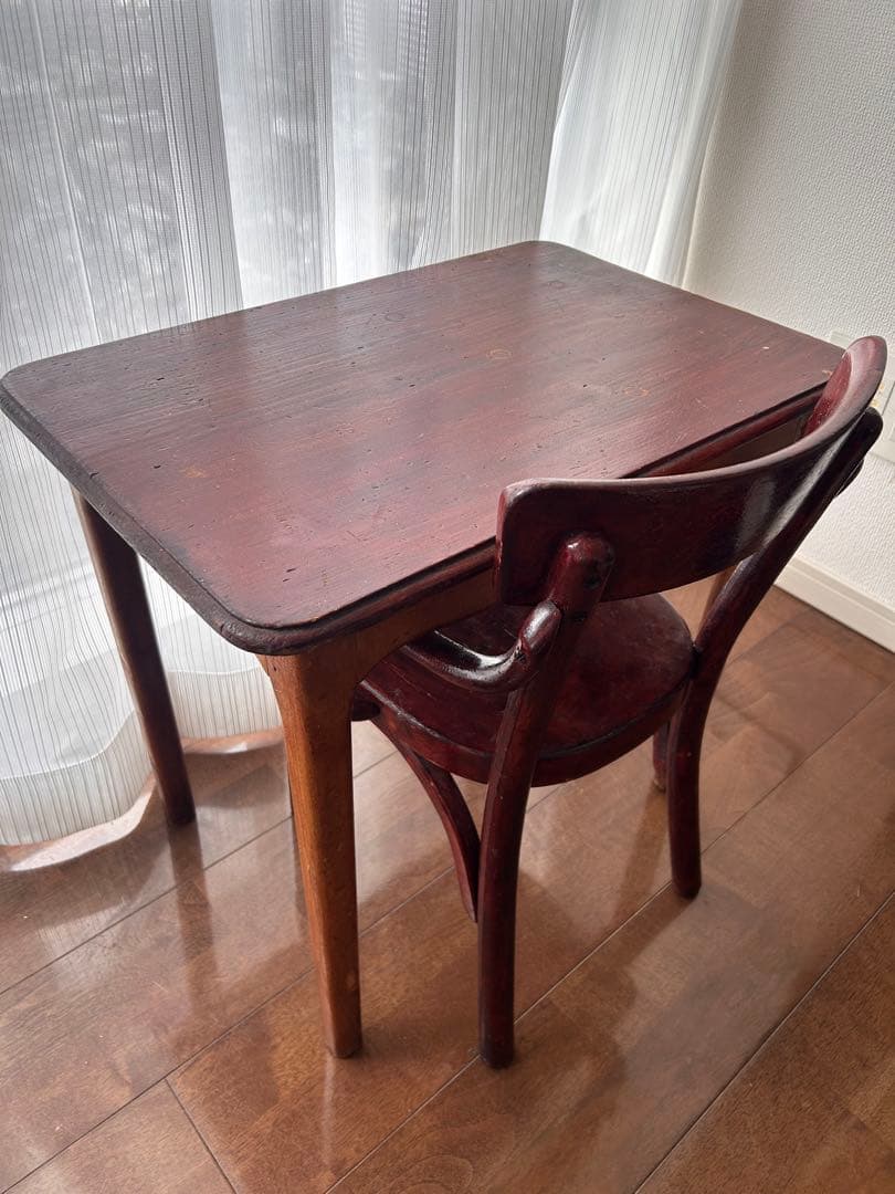 ぽ*ー様 木製アンティークデスクと椅子のセット