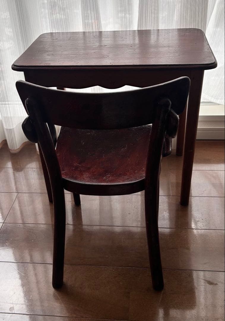 ぽ*ー様 木製アンティークデスクと椅子のセット