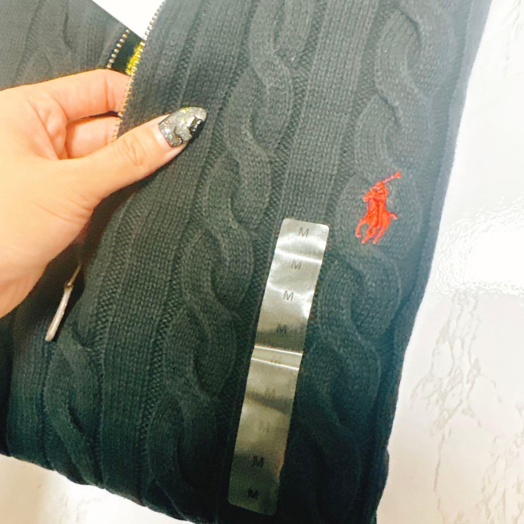 【新品未使用】POLO ラルフローレン メンズ ハーフジップ ブラックM