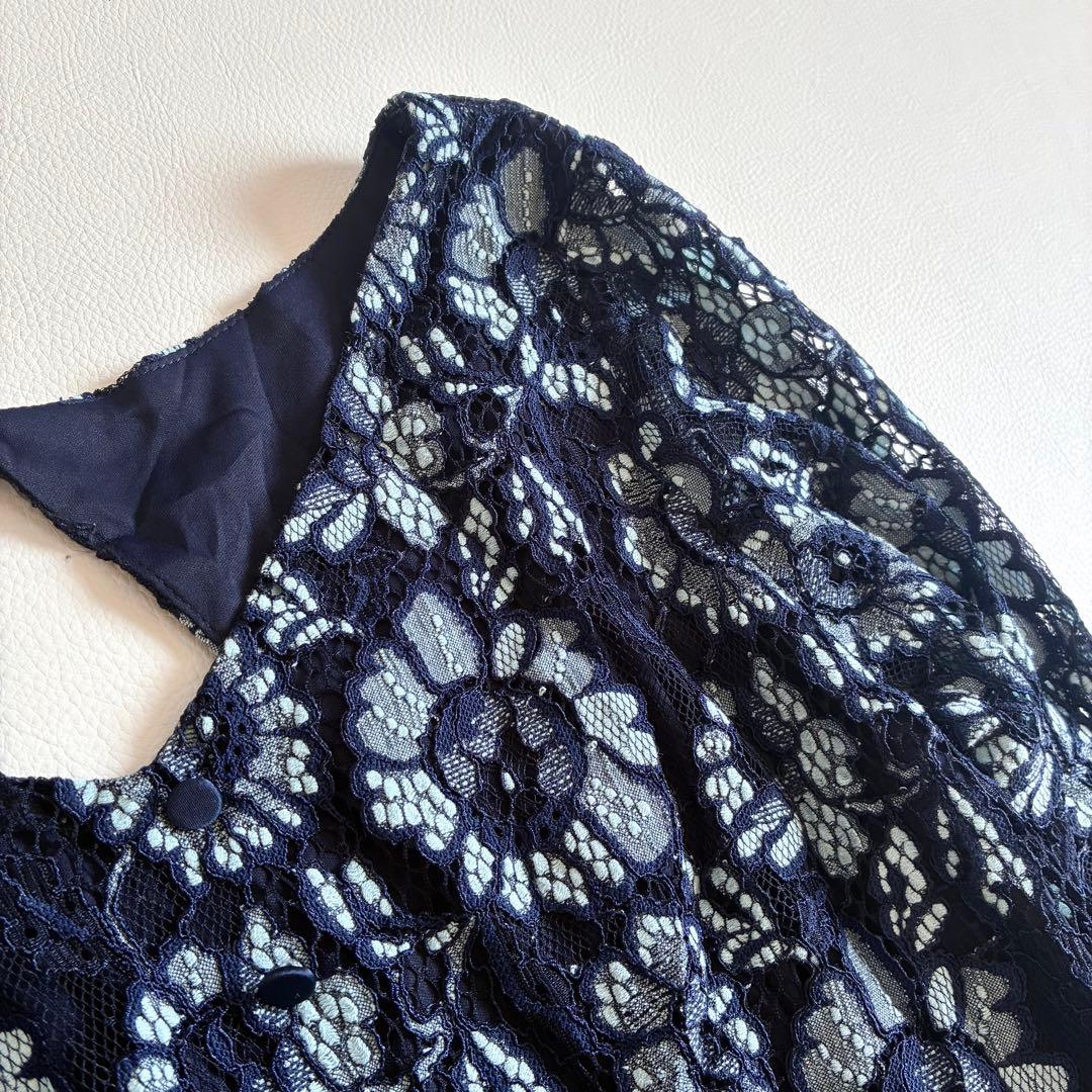 ◆美品◆2.1万◆カスタネ◆オケージョンドレス◆総レース◆ネイビー◆0