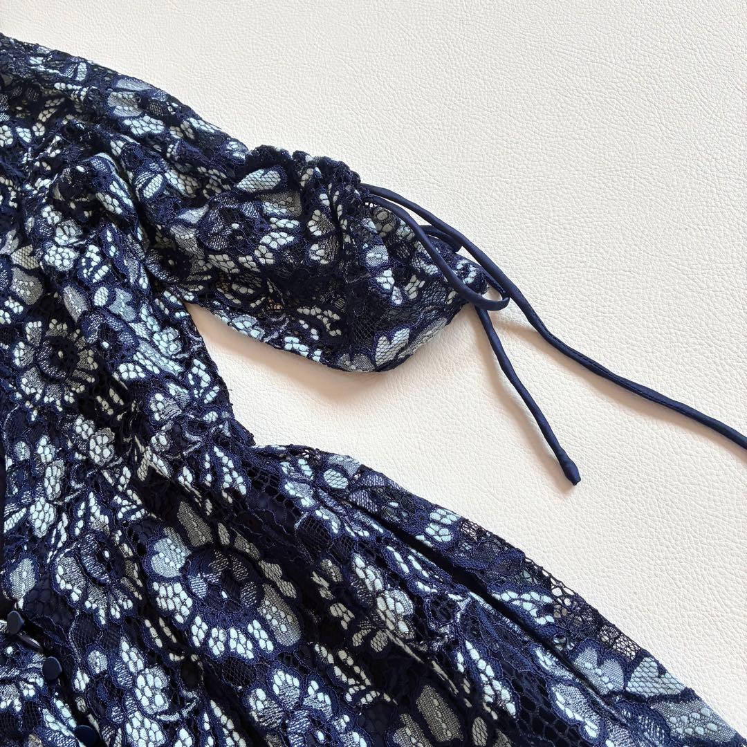 ◆美品◆2.1万◆カスタネ◆オケージョンドレス◆総レース◆ネイビー◆0