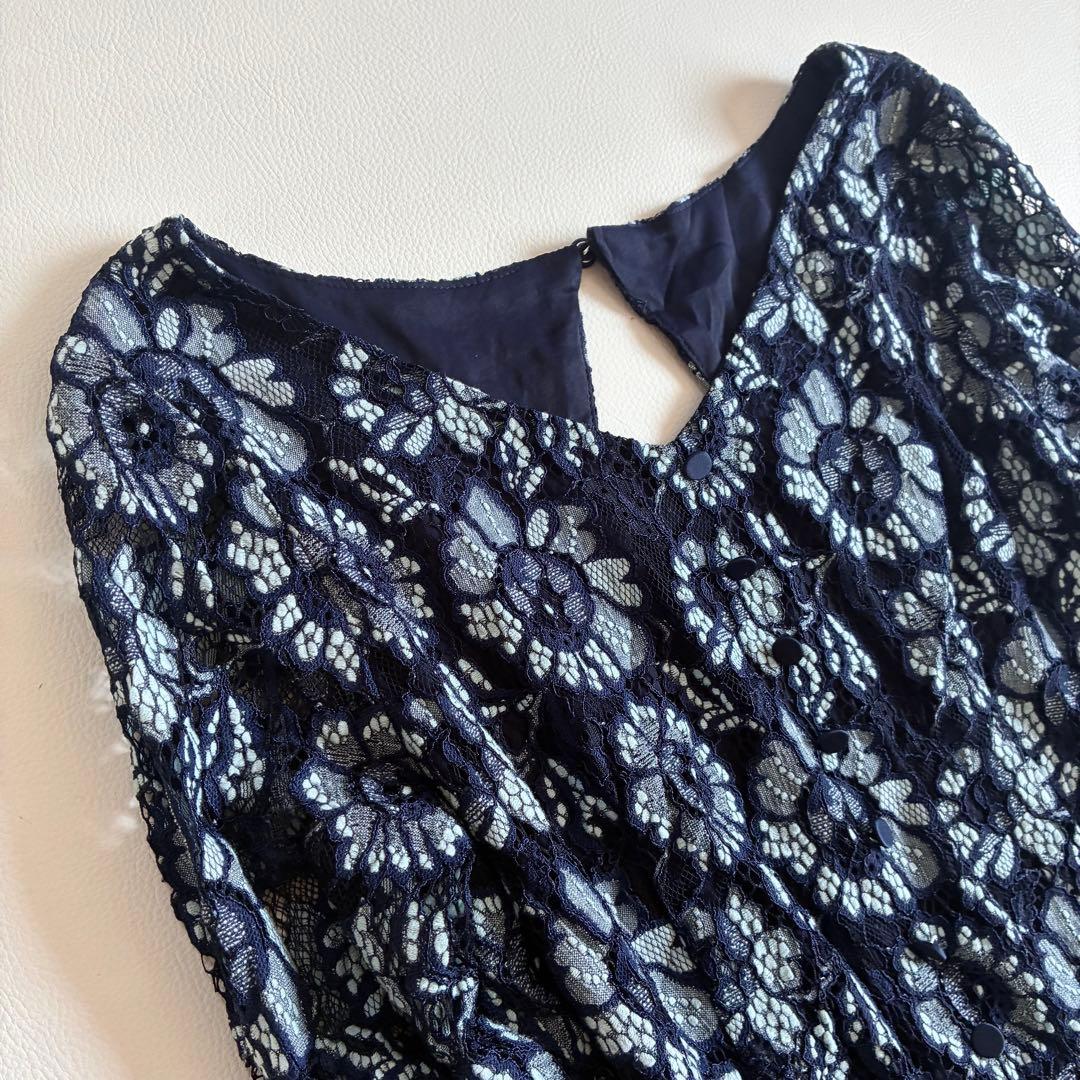 ◆美品◆2.1万◆カスタネ◆オケージョンドレス◆総レース◆ネイビー◆0