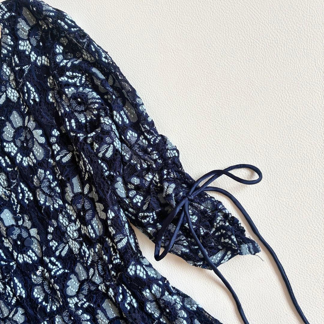 ◆美品◆2.1万◆カスタネ◆オケージョンドレス◆総レース◆ネイビー◆0