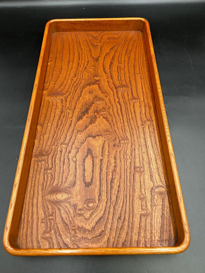 [即購入OK] 欅(けやき) 玉杢長盆　新品未使用　無垢材一枚物