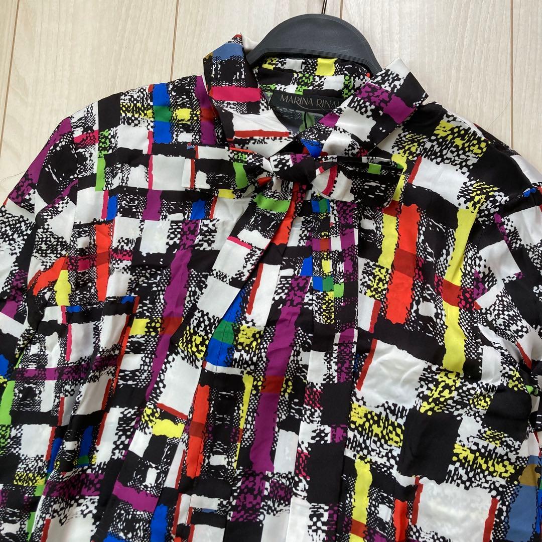 新品　MARINA RINALDI 幾何学模様シャツワンピース 19号　5L