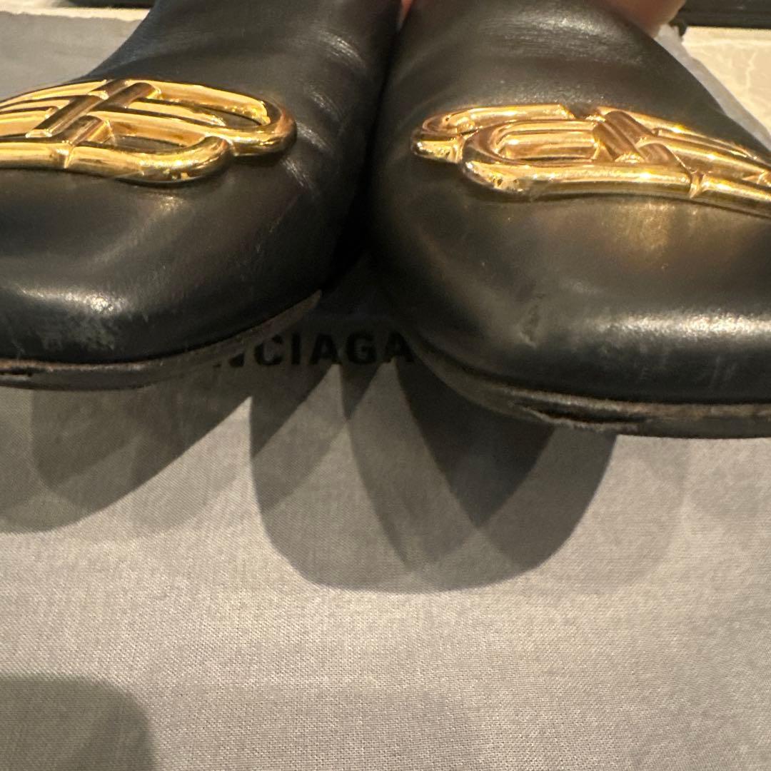 BALENCIAGA BBロゴ レザー スリッパ サンダル37サイズ
