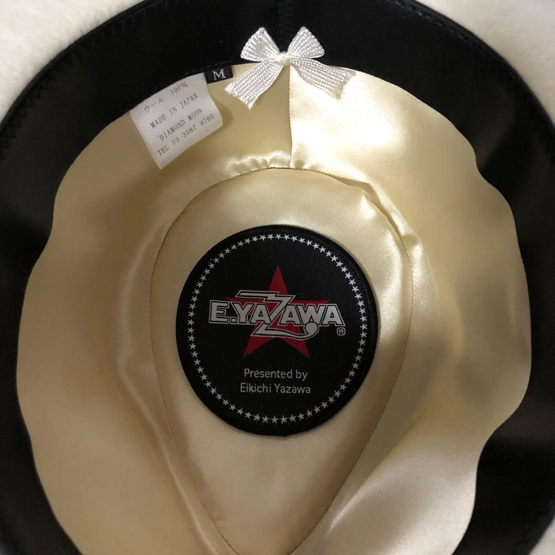 E.YAZAWA ホワイトハット 黒リボン付き