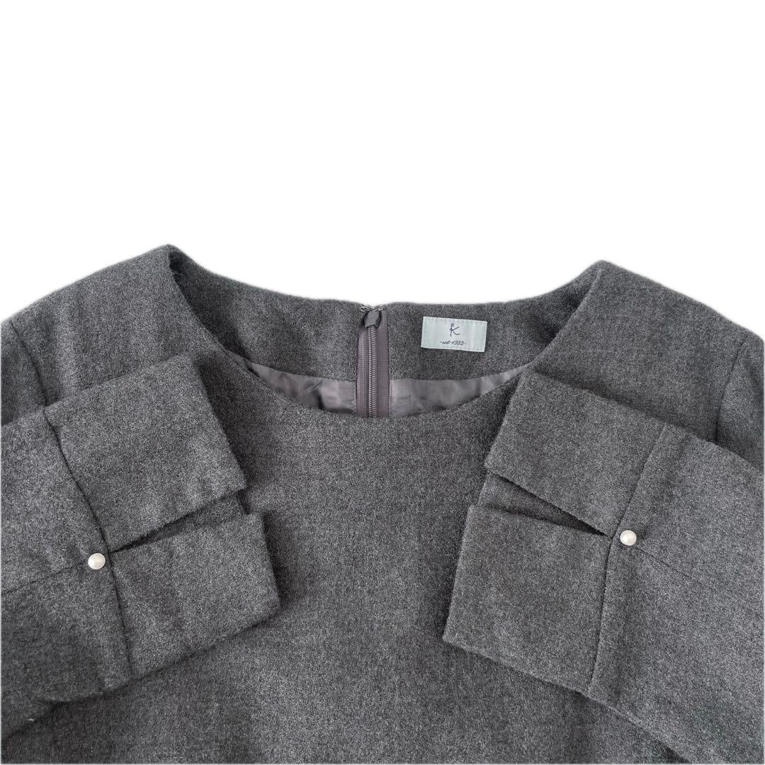 美品 組曲 ウールソフトジョーゼット ワンピース 大きいサイズ 3L