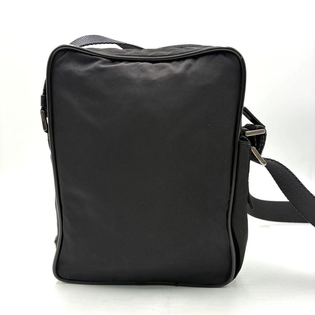 美品 プラダ ショルダーバッグ 三角ロゴ サフィアーノレザー ナイロン ブラック