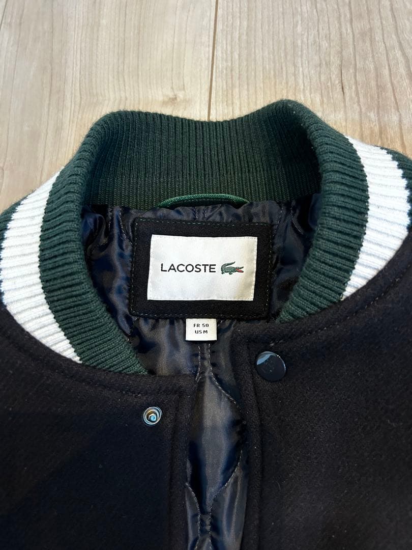 LACOSTE スタジャン ウールブレンド ロゴ ワッペン Mサイズ