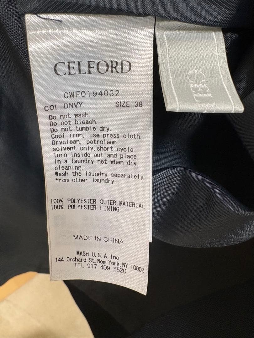 セルフォードワンピース　濃紺ひざ下丈38 スタイルアップ