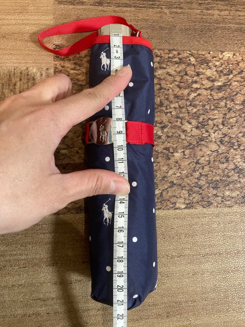 新品同　ラルフローレン　雨晴兼用　雨傘　日傘　ネイビー×白ドット×赤パイピング