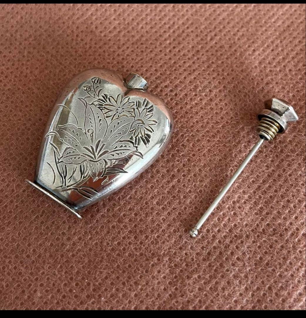 銀製 香水瓶 花の彫刻 SILVER 950