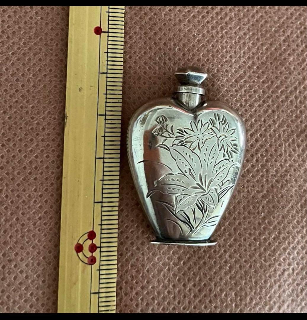 銀製 香水瓶 花の彫刻 SILVER 950