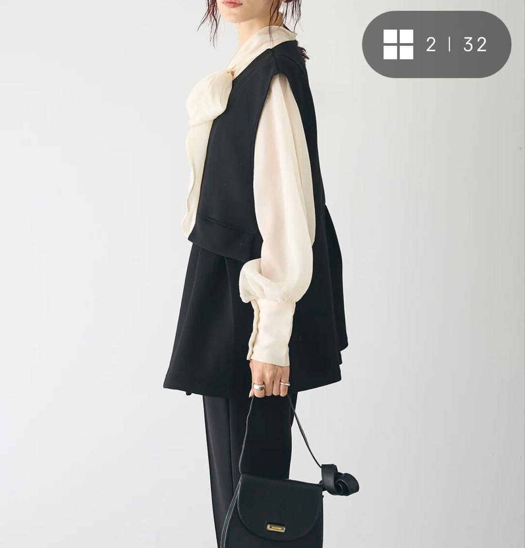 【新品未使用】フラネ☆レディースブラウス×ジレセット☆フリーサイズ