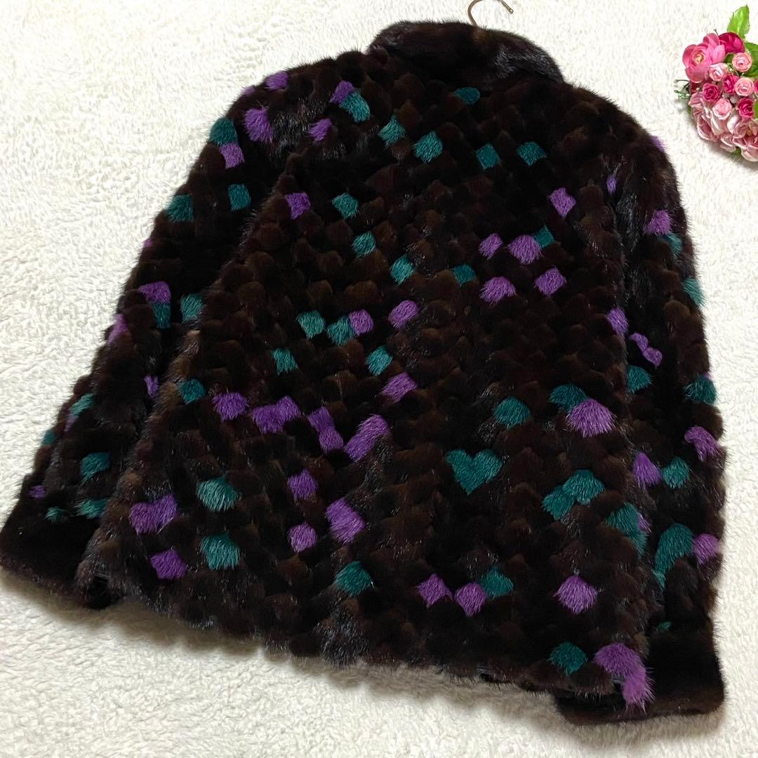 【極美品】サガミンク 染めミンク 本毛皮 コート リアルファー サイズL
