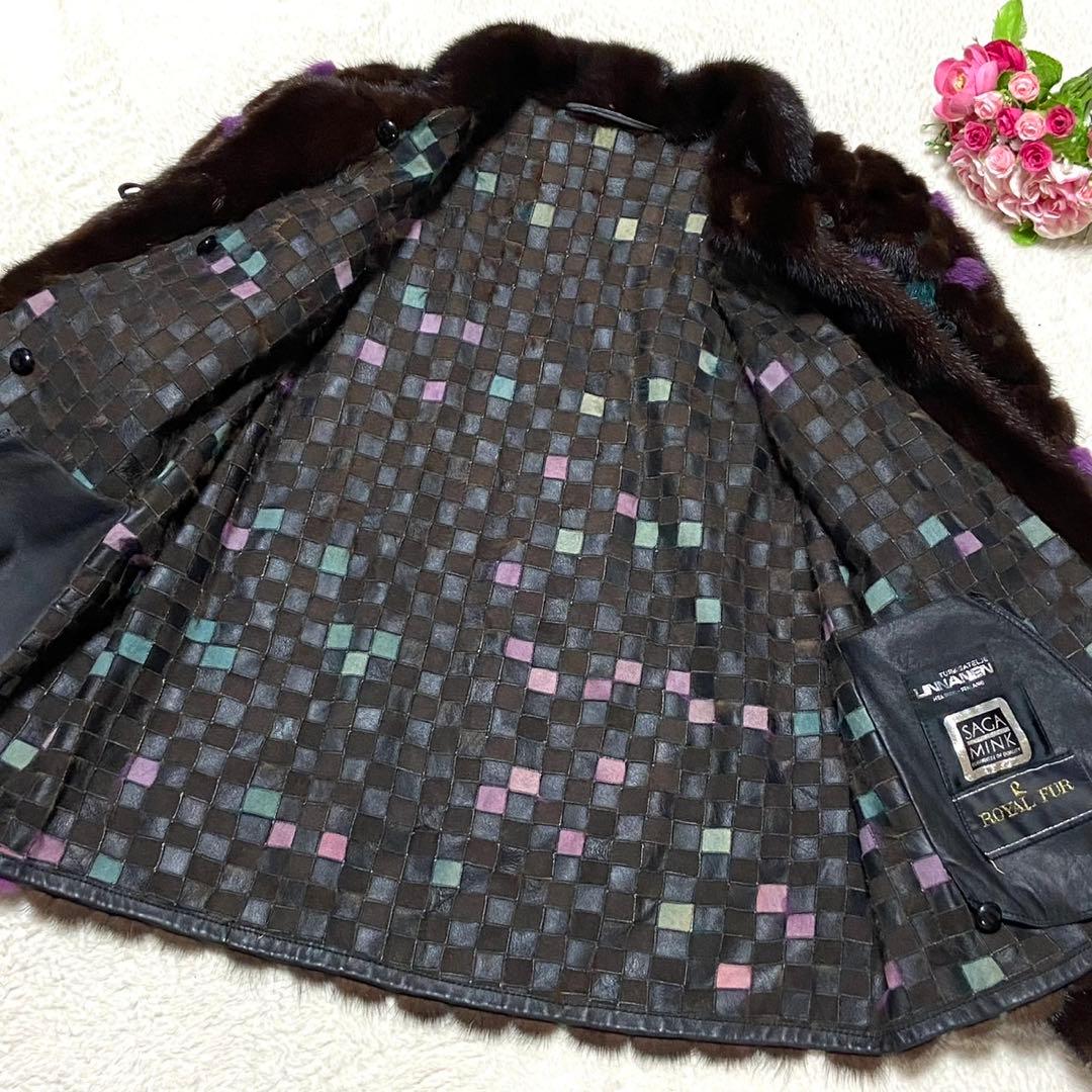【極美品】サガミンク 染めミンク 本毛皮 コート リアルファー サイズL