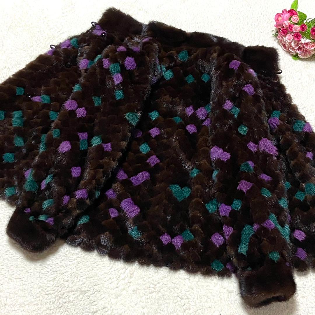 【極美品】サガミンク 染めミンク 本毛皮 コート リアルファー サイズL
