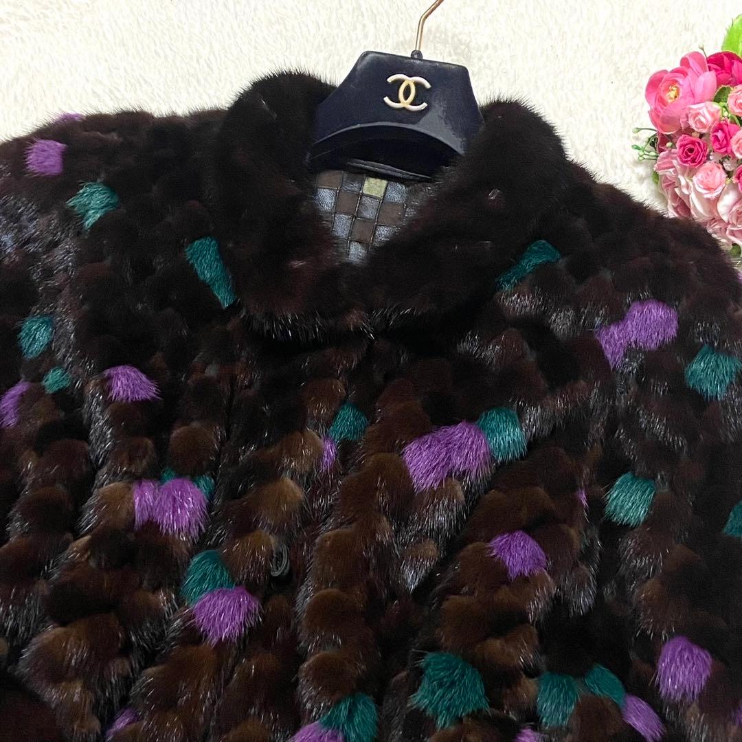 【極美品】サガミンク 染めミンク 本毛皮 コート リアルファー サイズL