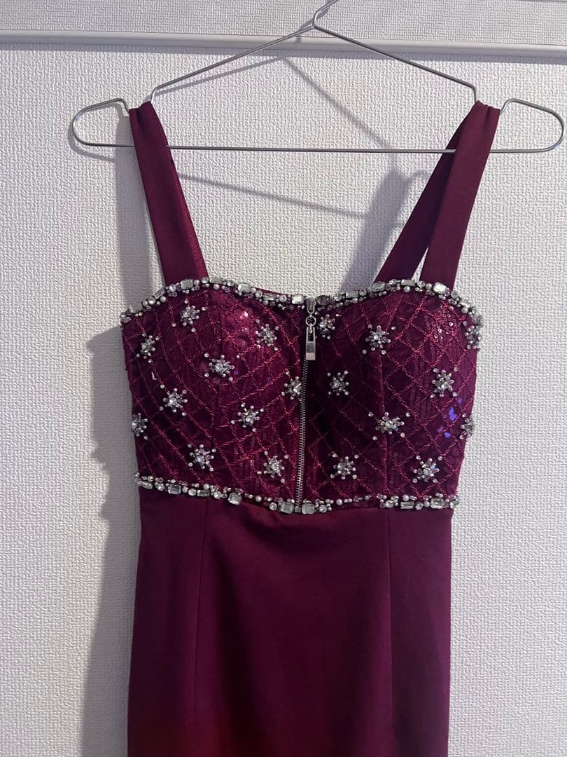 ジッパー×クロスビジュータイトミニキャバドレス