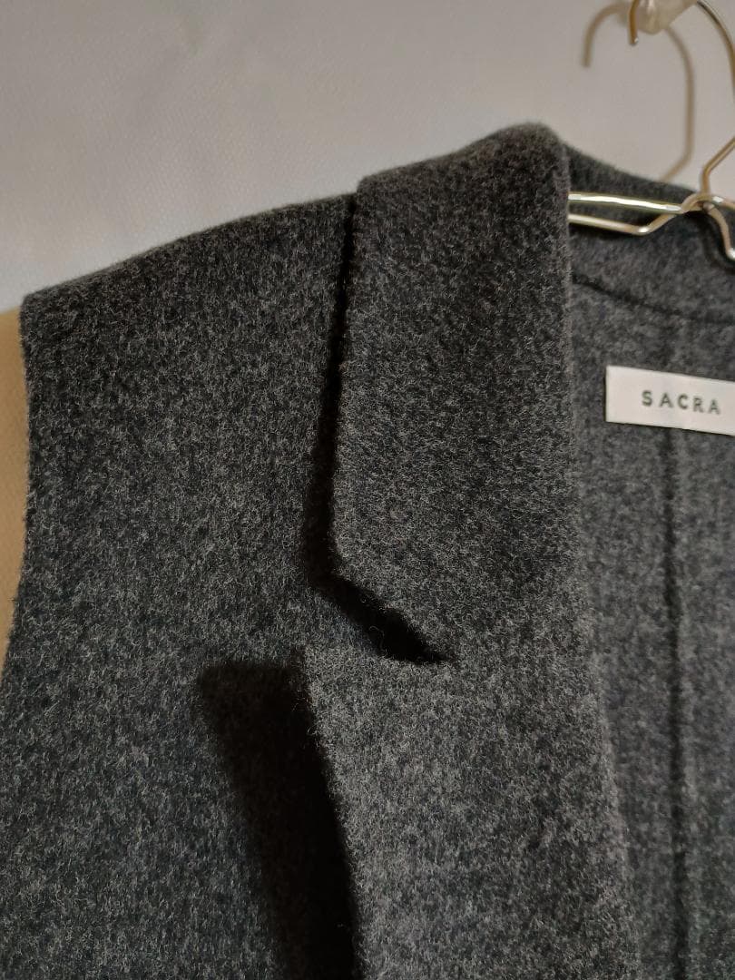 SACRA 23AW ラムウールショート ビーバーロングジレ サイズ38