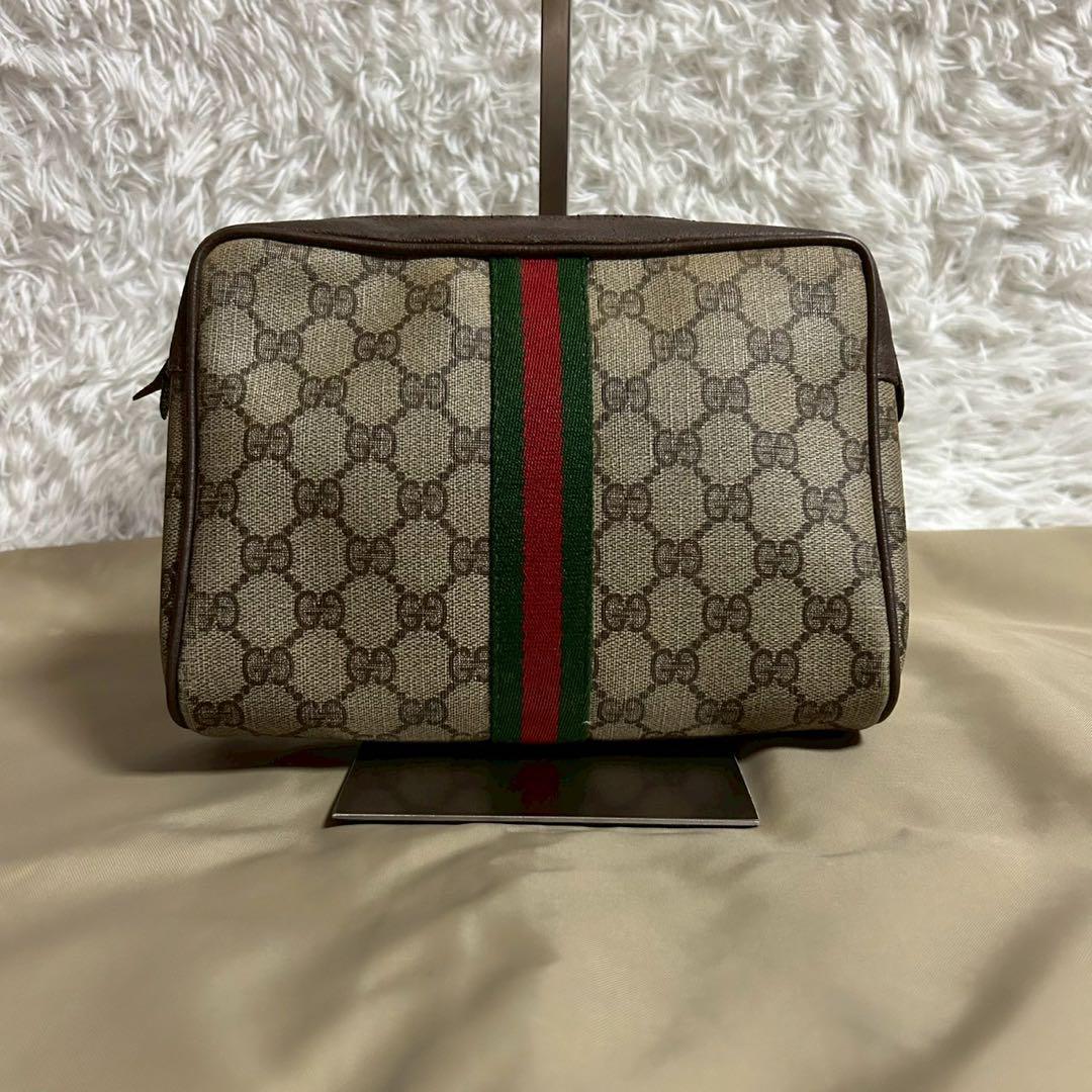 【美品】グッチ セカンドバッグ クラッチ シェリーライン PVC レザー ポーチ