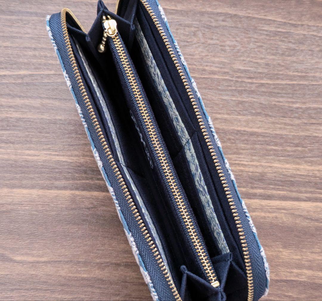 ミナペルホネン pomppia ポンピア 長財布 ハンドメイド ブルー ピンク