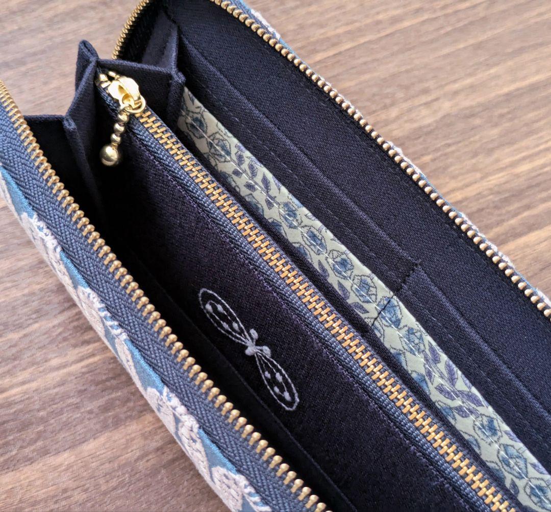 ミナペルホネン pomppia ポンピア 長財布 ハンドメイド ブルー ピンク