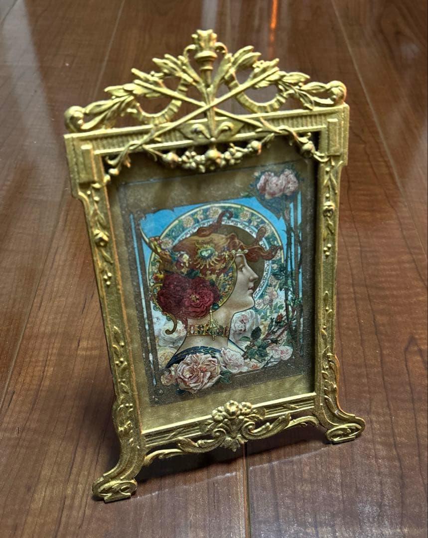 Xmasセールアンティークフォトフレームゴールドヴィンテージ