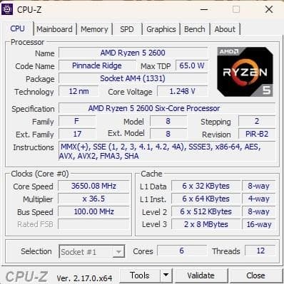 Ryzen5 2600 MSI B350I-S01 セット動作品