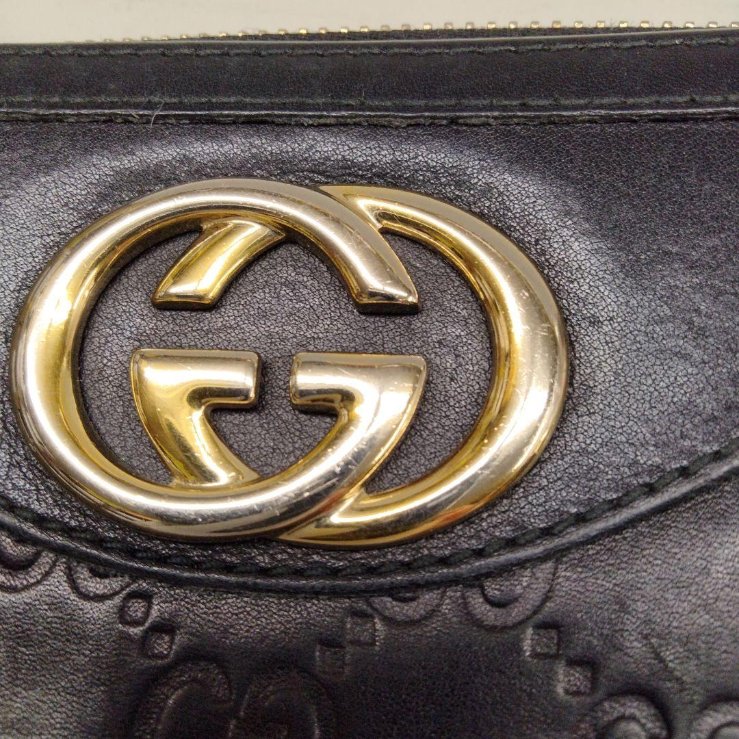 KB16 グッチ インターロッキングG ラウンドファスナー長財布 グッチシマ