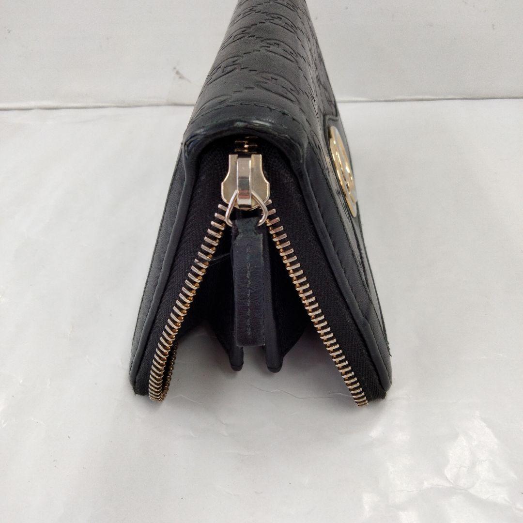 KB16 グッチ インターロッキングG ラウンドファスナー長財布 グッチシマ