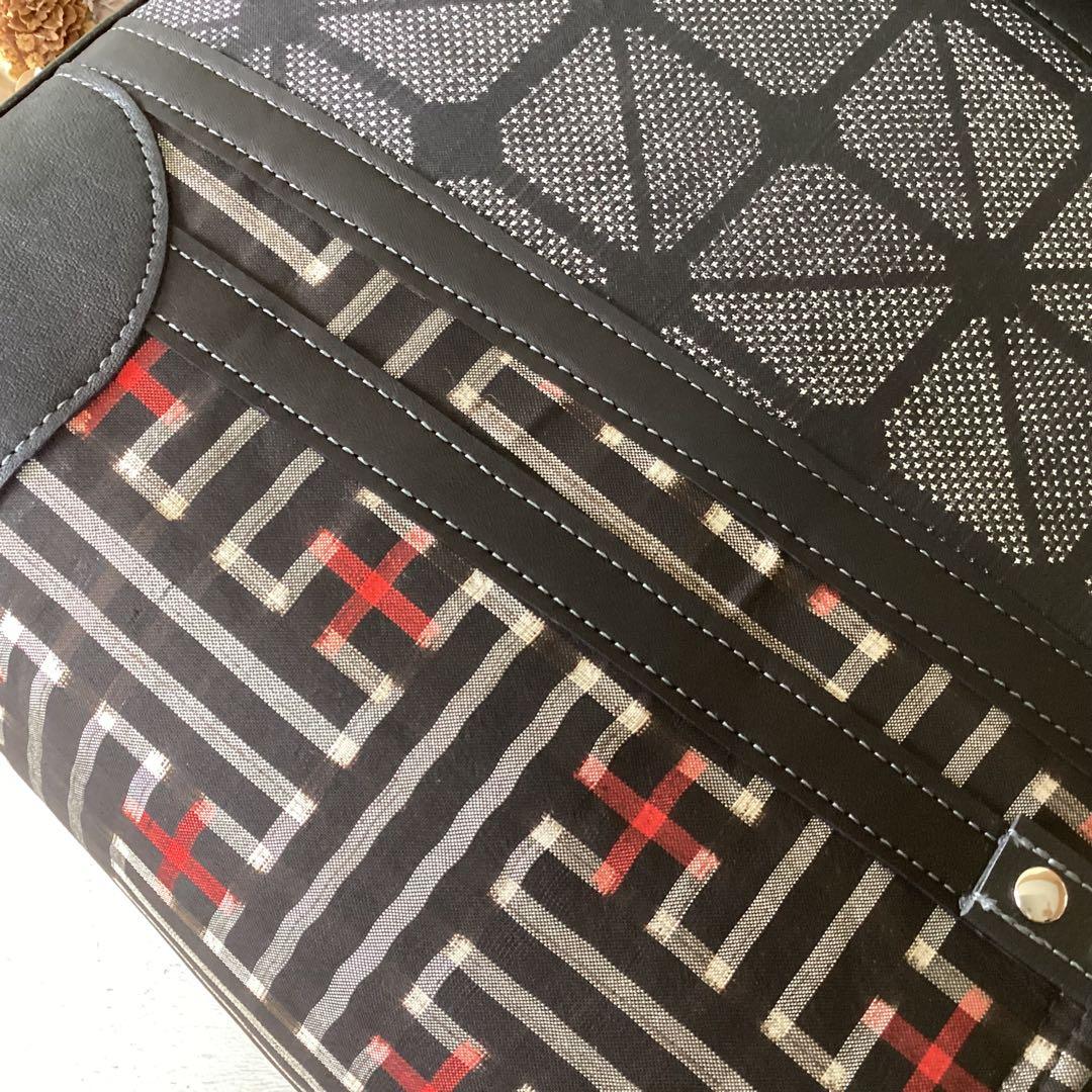 秋名バラ 大島紬 ×本革 着物リメイク トートバッグ 和装バッグ ハンドメイド