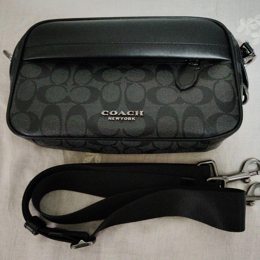 COACHコーチブラックショルダーメンズバッグ