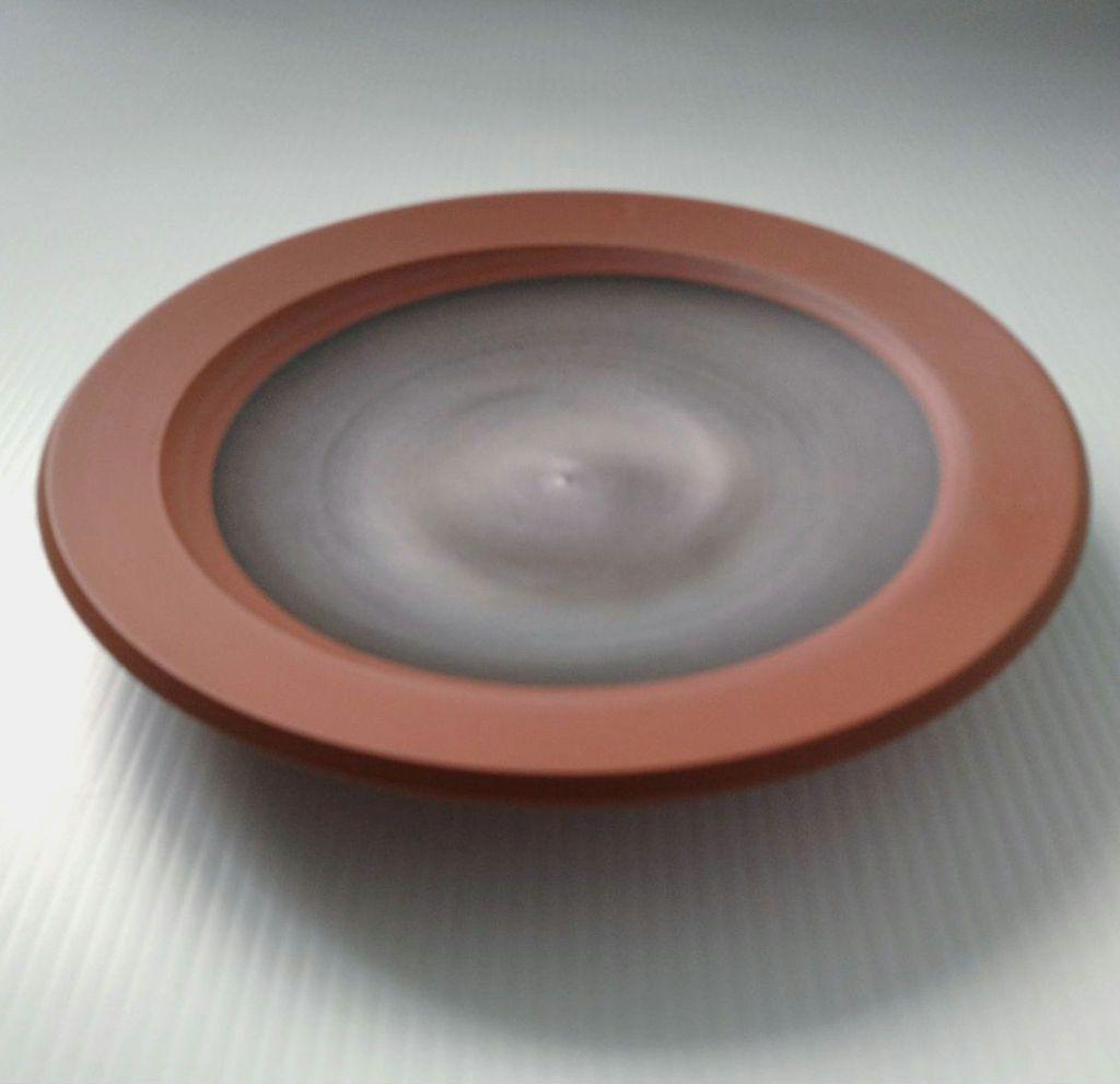 希少 佐渡 無名異焼 人間国宝 伊藤赤水 窯変 皿 大皿 工芸品 21,5cm