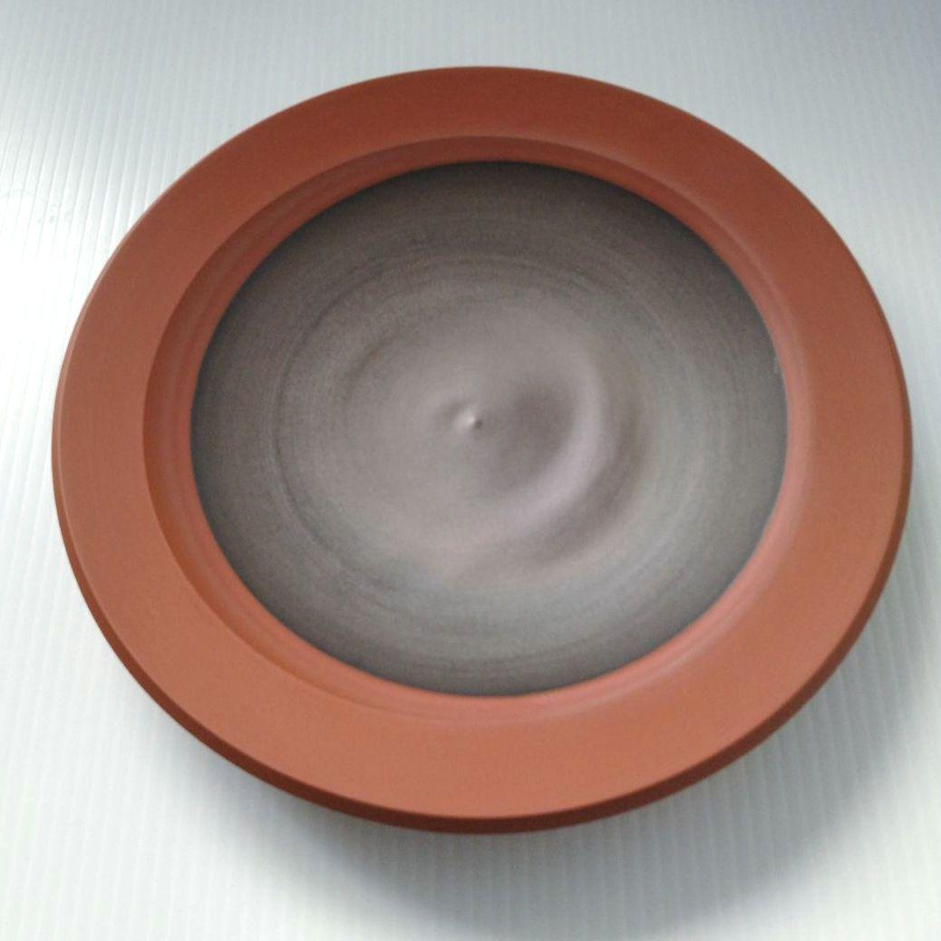 希少 佐渡 無名異焼 人間国宝 伊藤赤水 窯変 皿 大皿 工芸品 21,5cm