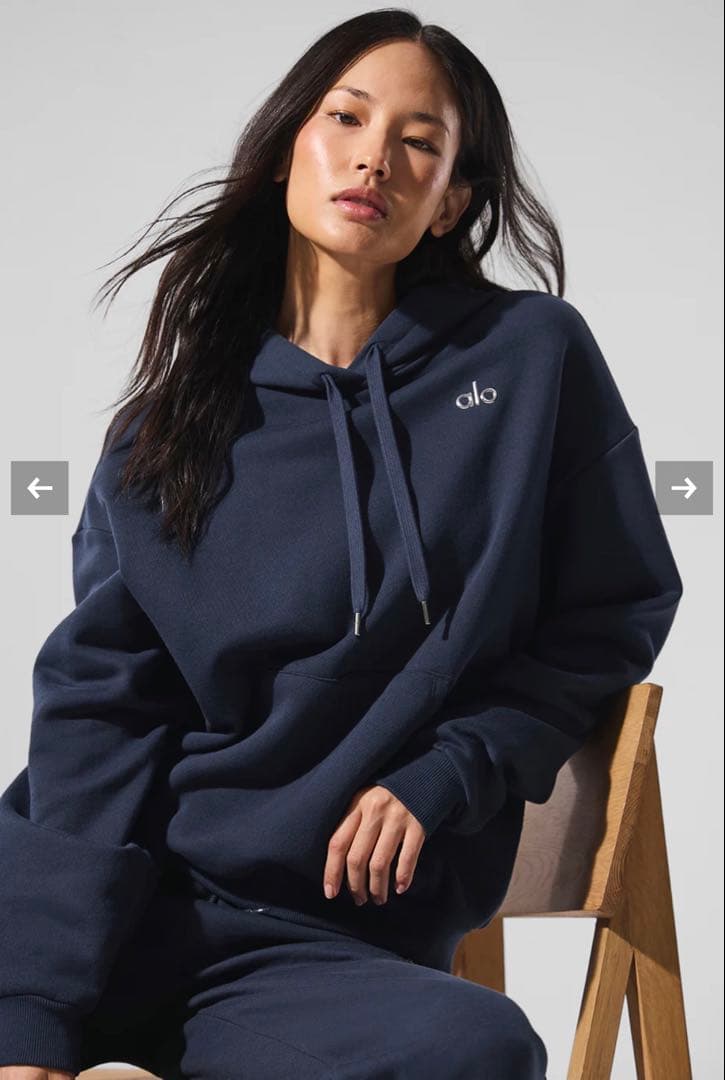 alo yoga Accolade フーディー XS パーカー ネイビー