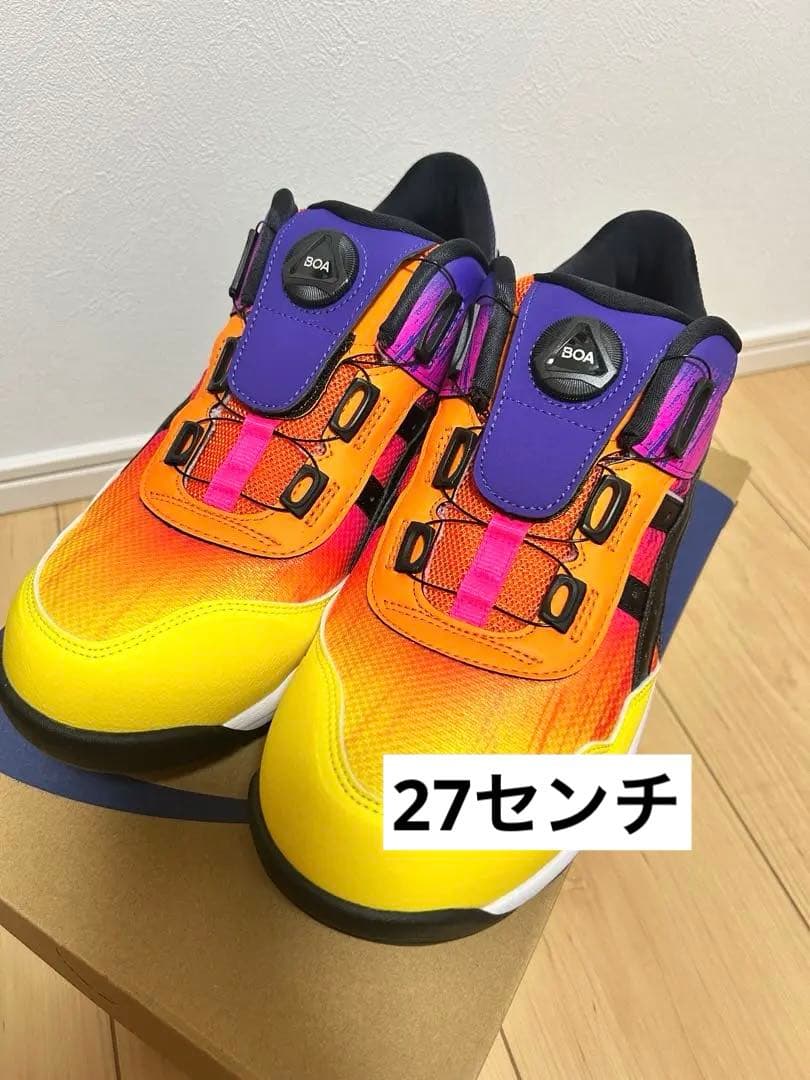 カ*デ様 asics 限定カラー 安全靴 27センチ ゴールデンイエロー×ブラッ