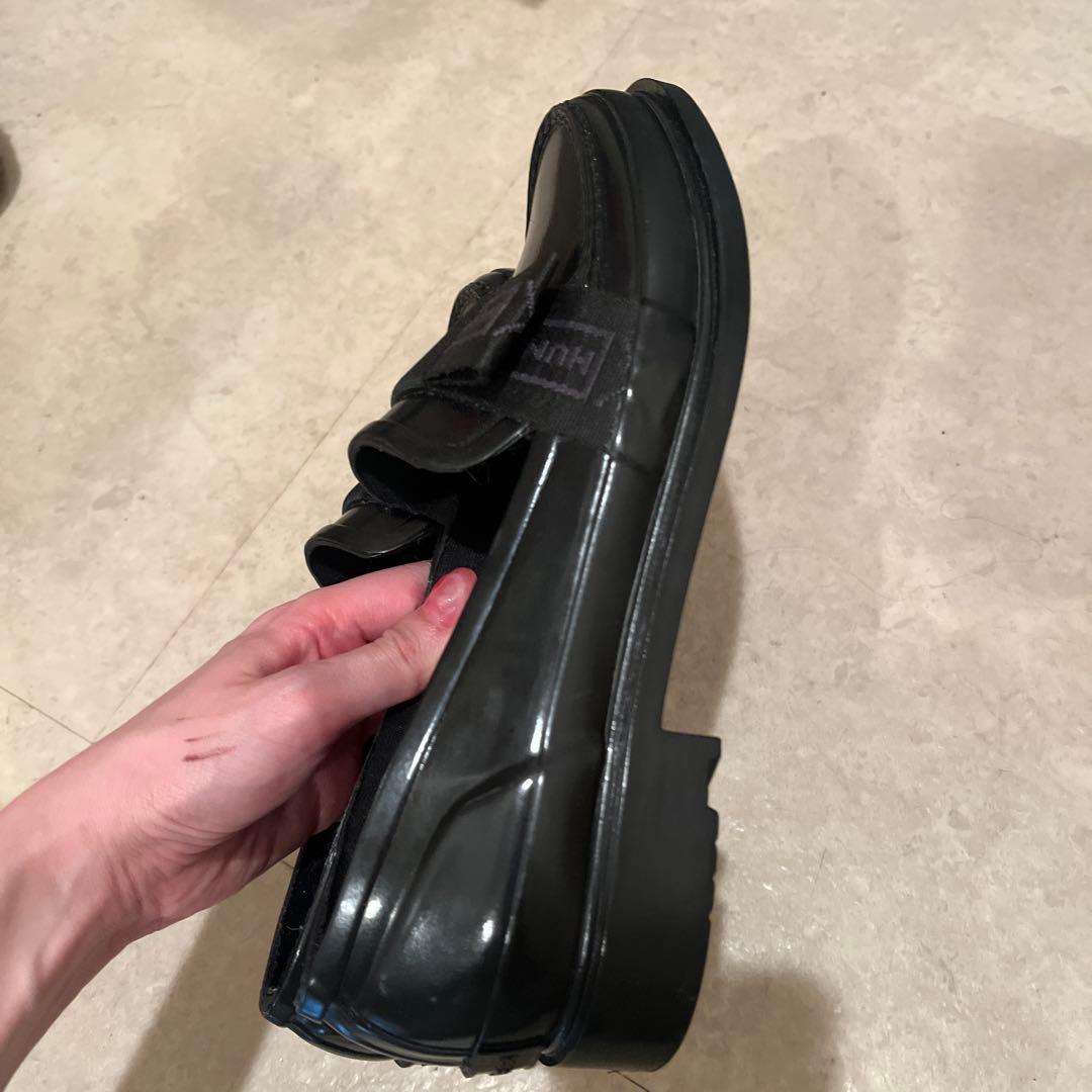 HUNTER レインシューズ　リボン　ローファー