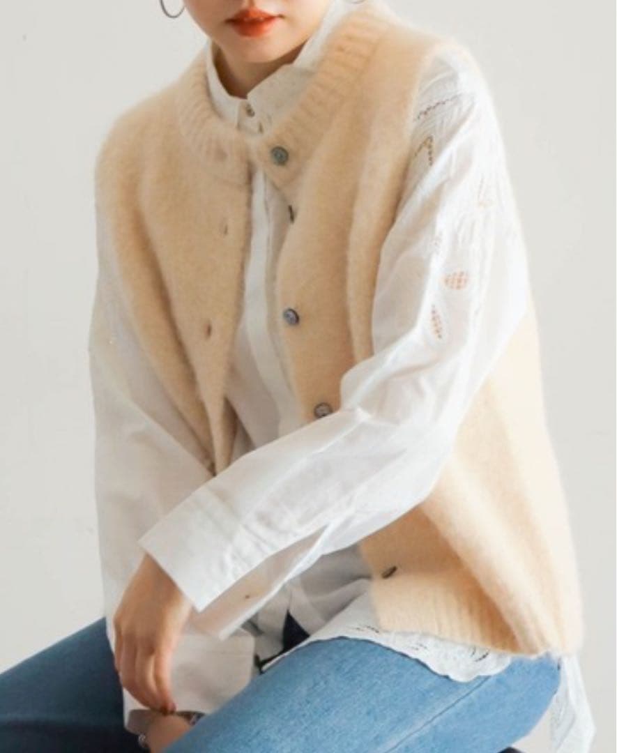 タグ付き【NOMBRE IMPAIR】 アルパカシャギー　ハイネックベスト