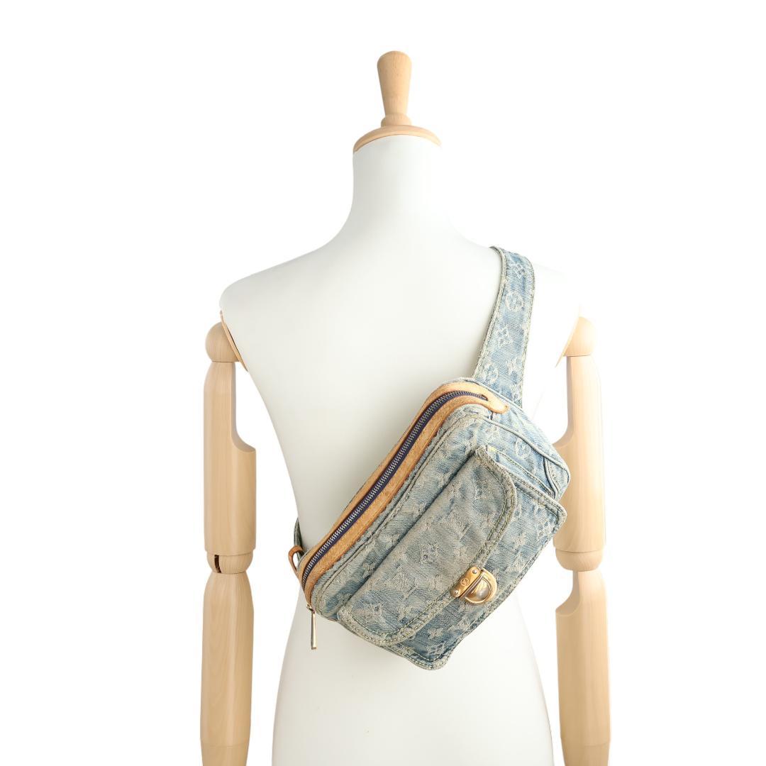 美品 ルイヴィトン デニム モノグラム バムバッグ M95347 ボディバッグ