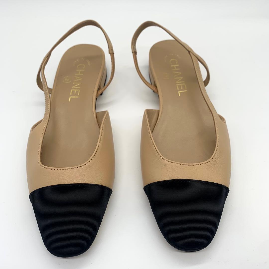 美品 現行 シャネル アンクルベルト パンプス ココマーク ベージュ サイズ36